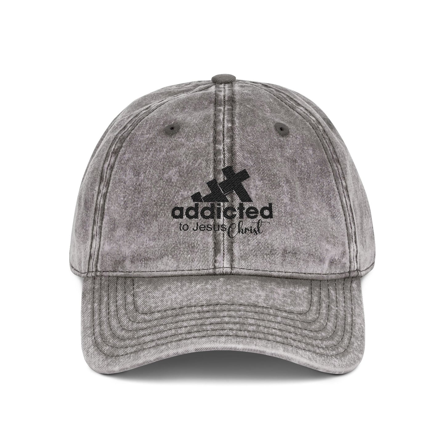 Embroidered Vintage Cap — "Addicted to Jesus' Love" Distressed Baseball Hat