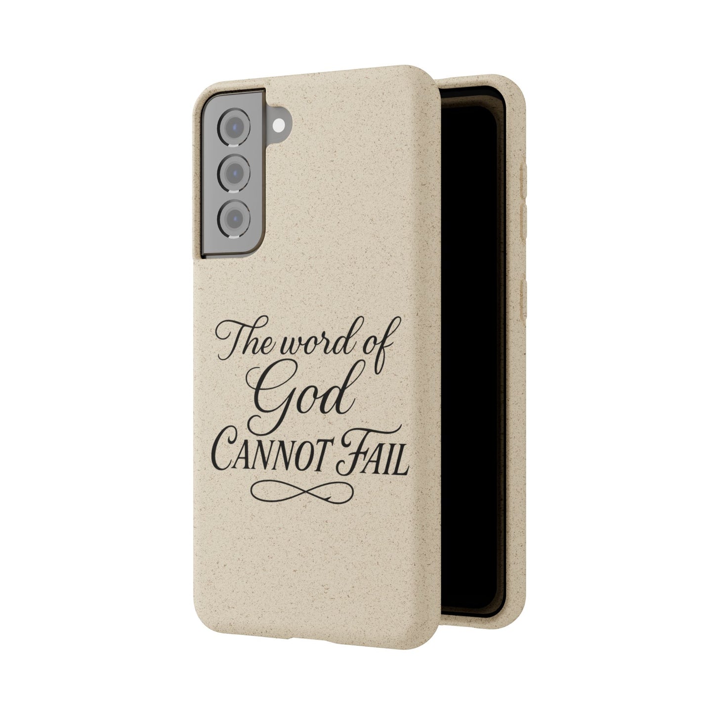 Biodegradable Phone Case — “The Word of God Cannot Fail” Inspirational Eco-Friendly iPhone Cover