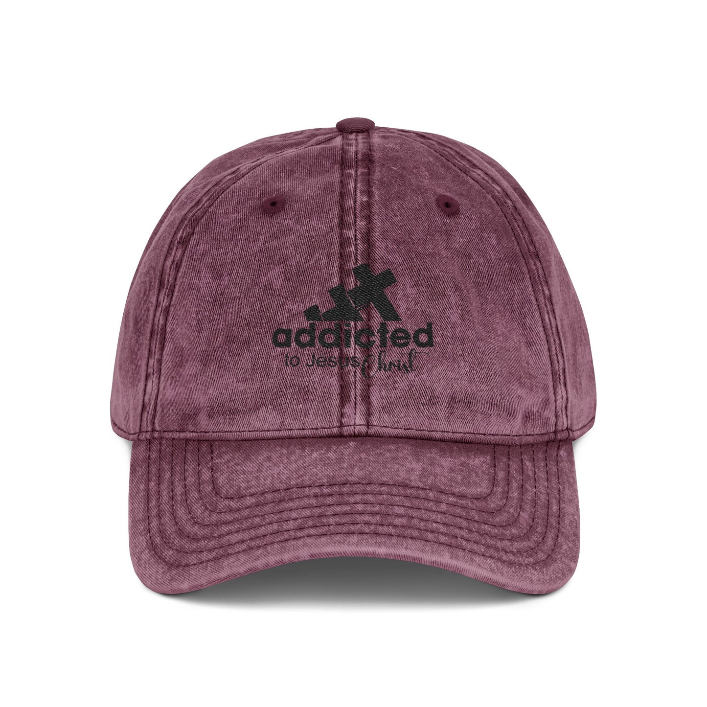 Embroidered Vintage Cap — "Addicted to Jesus' Love" Distressed Baseball Hat