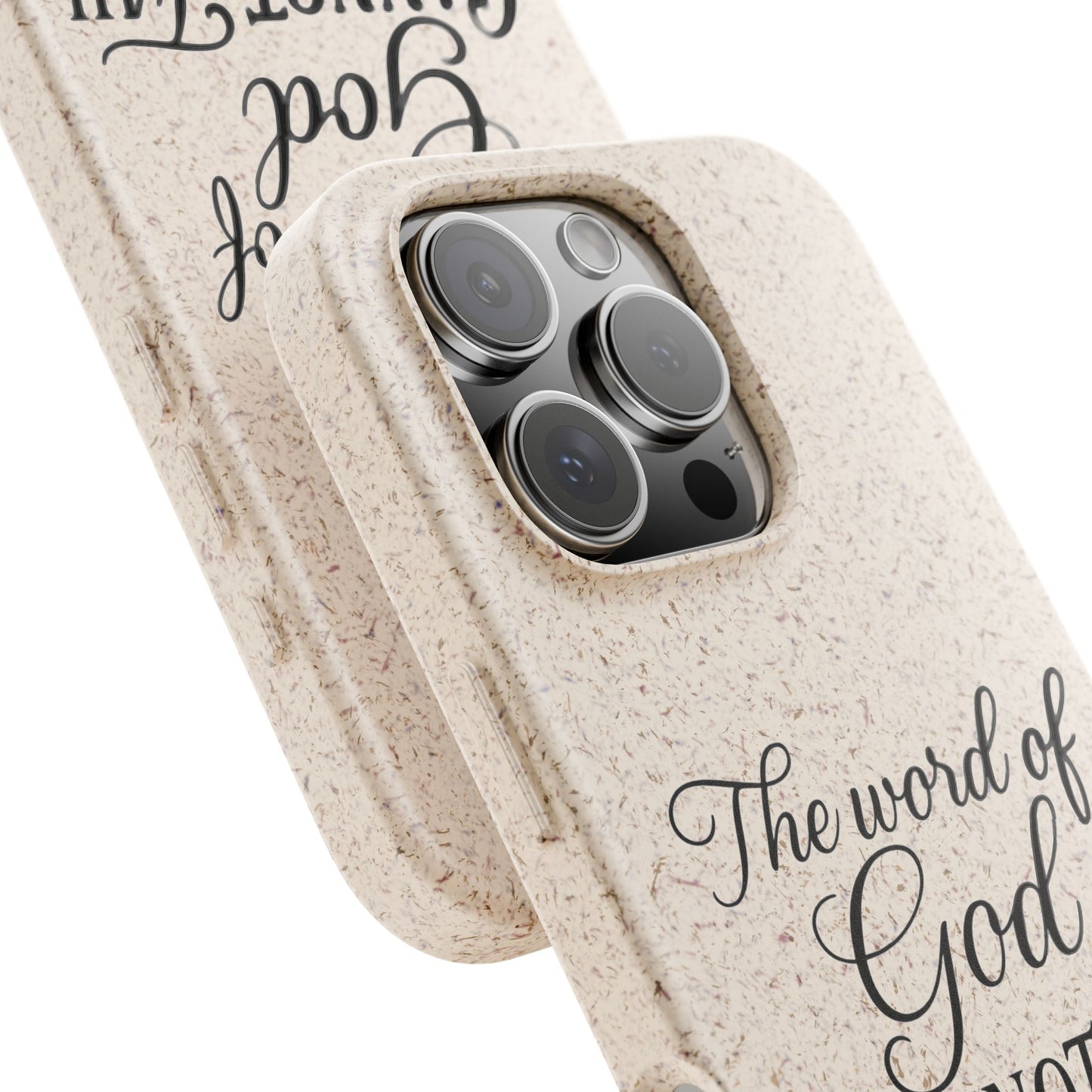 Biodegradable Phone Case — “The Word of God Cannot Fail” Inspirational Eco-Friendly iPhone Cover