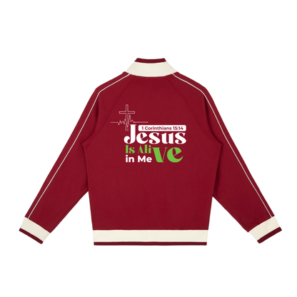 Color Block Raglan Sleeve Zip Track Jacket
