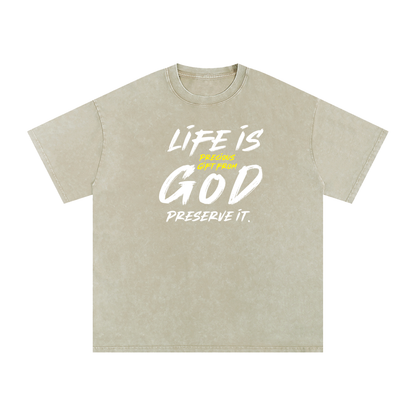 Snow Washed Oversized Cotton T-Shirt