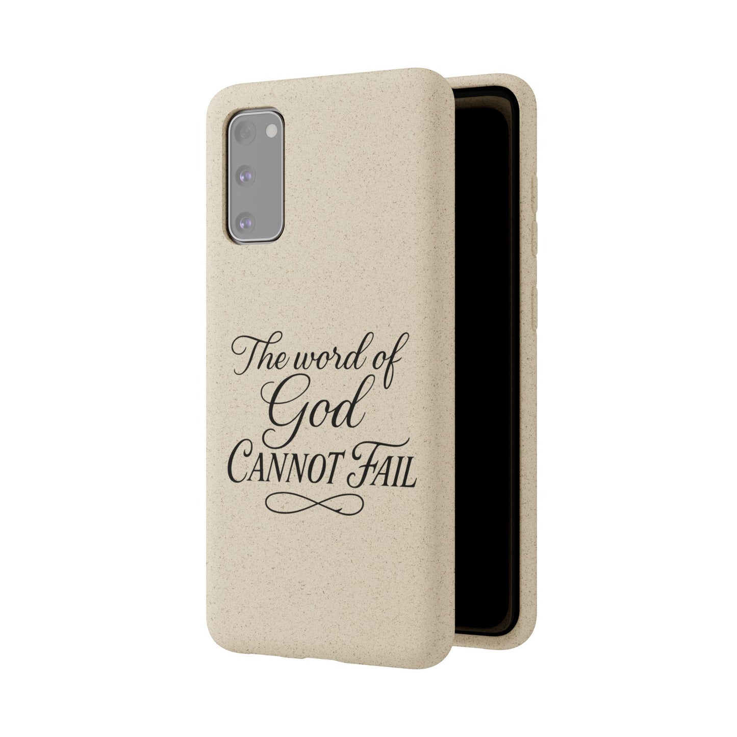 Biodegradable Phone Case — “The Word of God Cannot Fail” Inspirational Eco-Friendly iPhone Cover