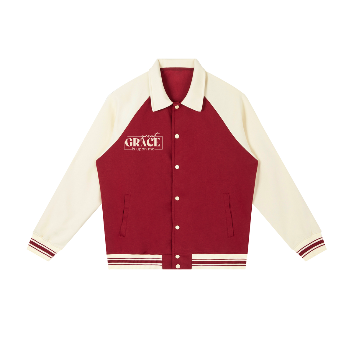 Contrast Raglan Sleeve Baseball Jacket
