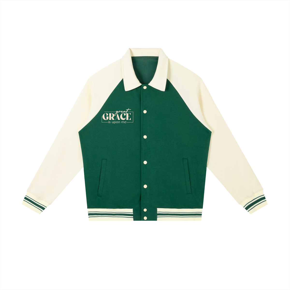 Contrast Raglan Sleeve Baseball Jacket
