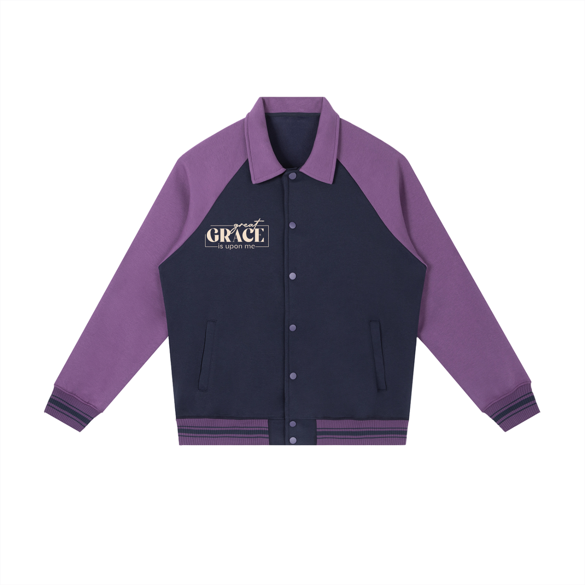 Contrast Raglan Sleeve Baseball Jacket