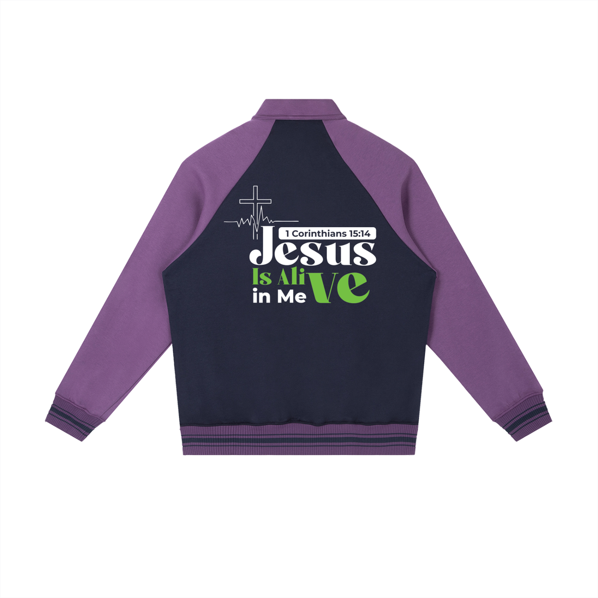 Contrast Raglan Sleeve Baseball Jacket