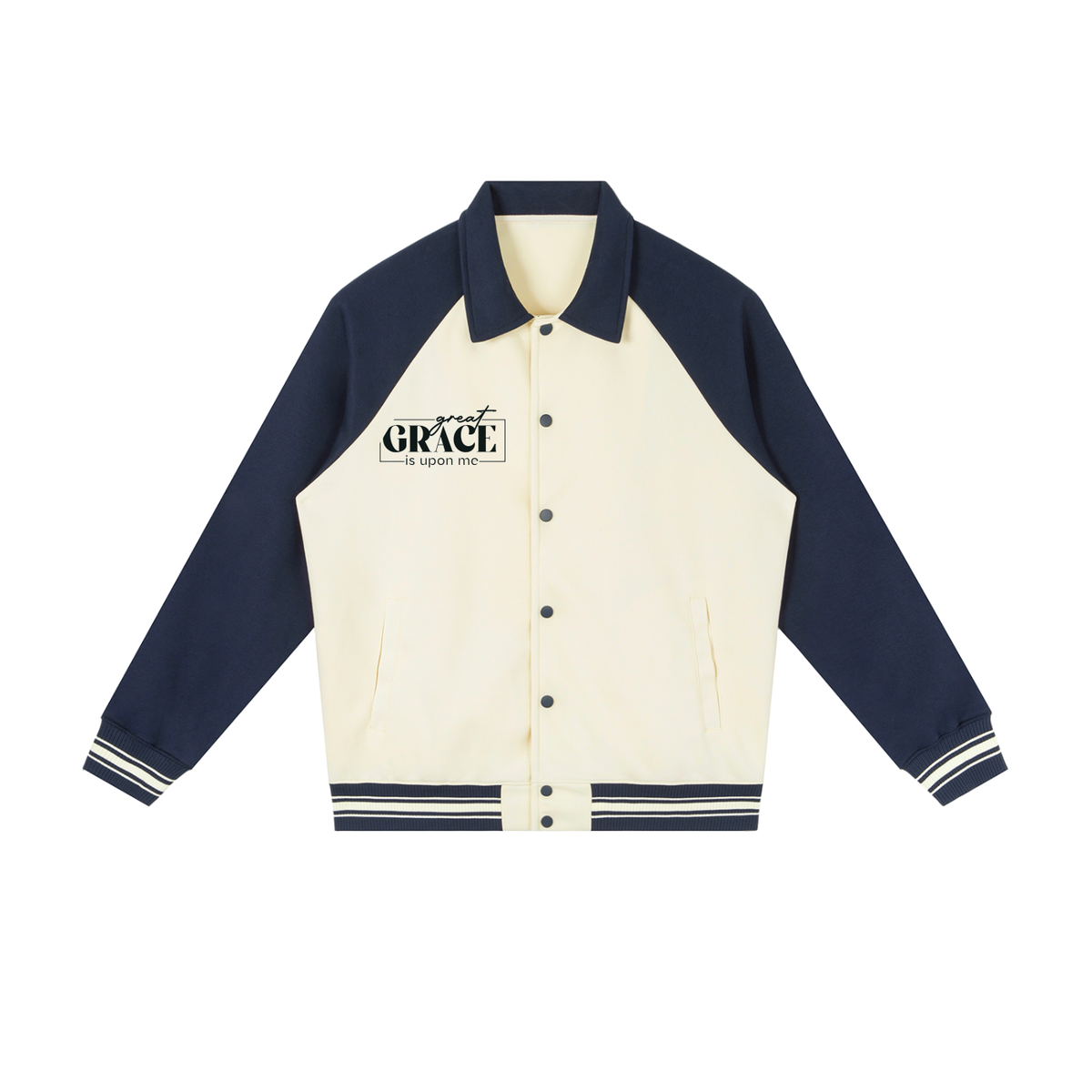 Contrast Raglan Sleeve Baseball Jacket