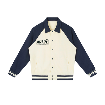 Contrast Raglan Sleeve Baseball Jacket
