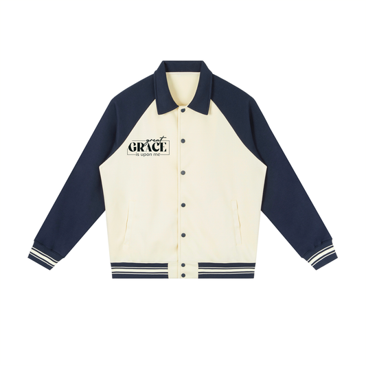 Contrast Raglan Sleeve Baseball Jacket