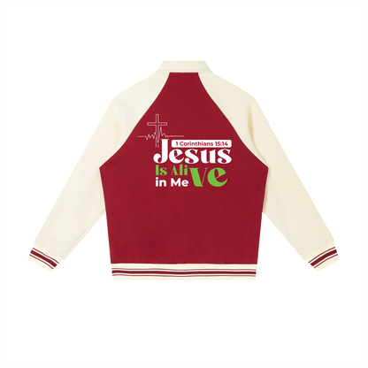 Contrast Raglan Sleeve Baseball Jacket