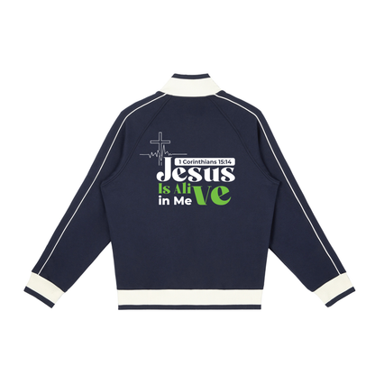 Color Block Raglan Sleeve Zip Track Jacket